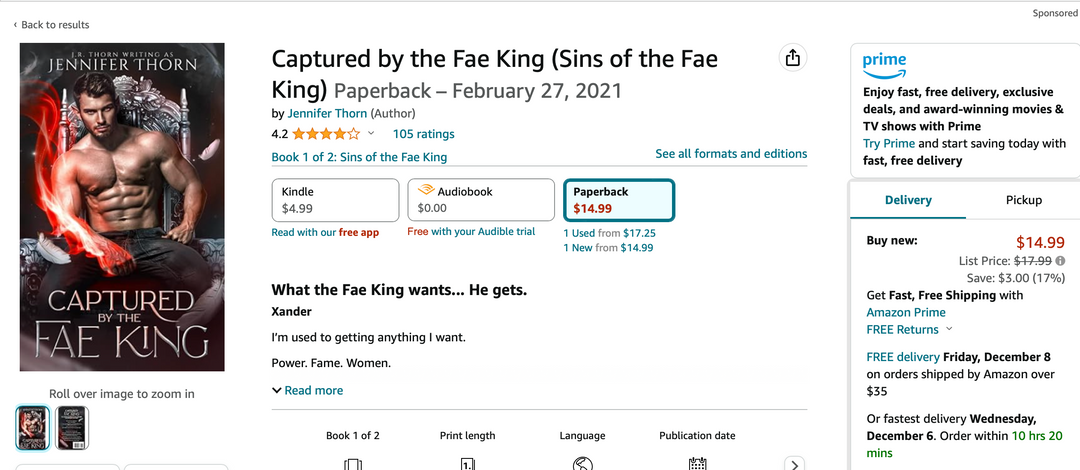 Captured by the Fae King Paperback - Signed by J.R. Thorn